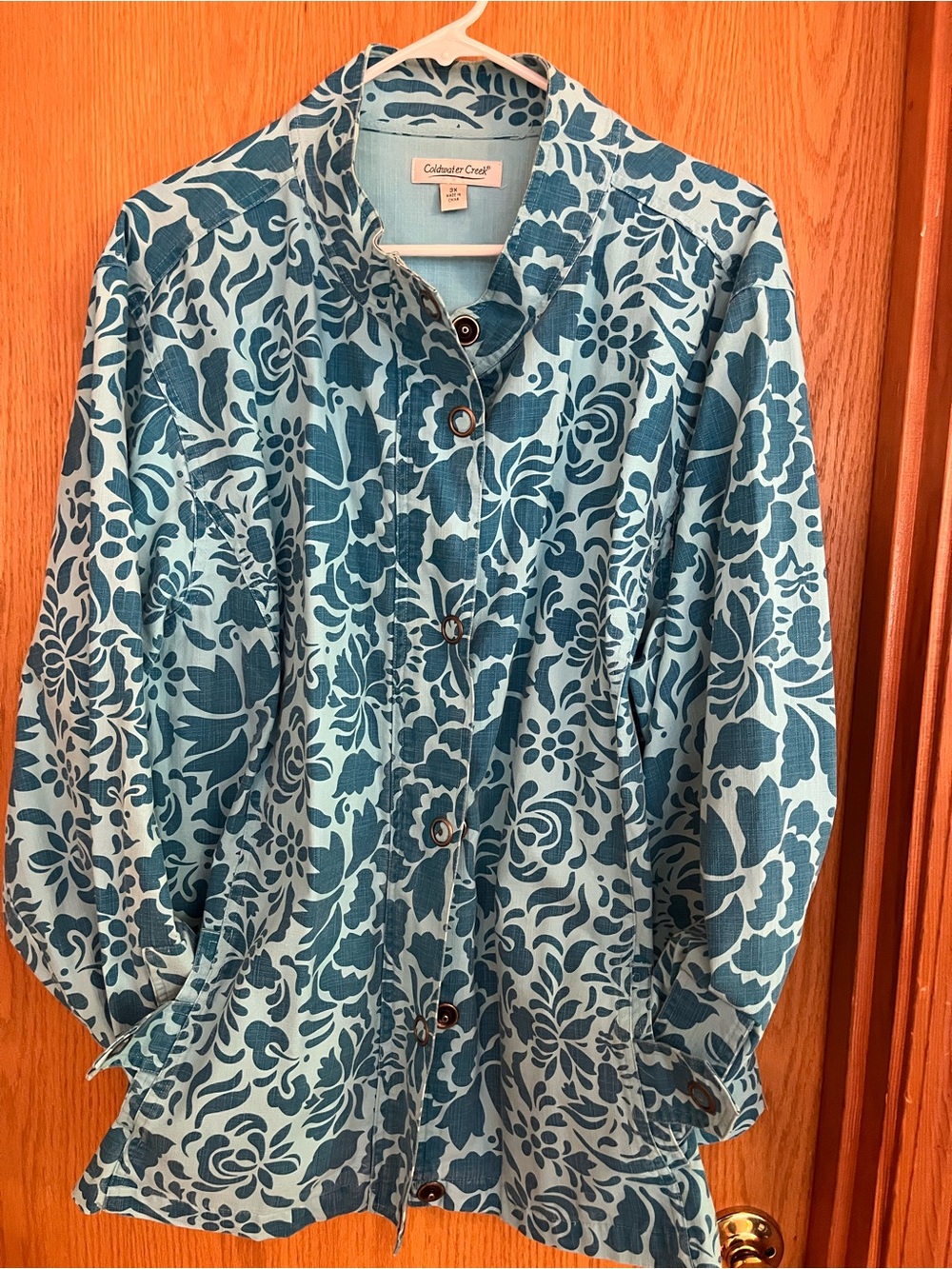Coldwater Creek Women's Teal Floral Jacket